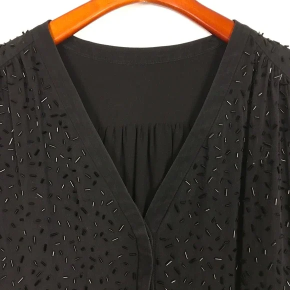 DVF Diane Von Furstenberg Shirley Beaded Dress Long Sleeve Drawstring Waist - Picture 4 of 10